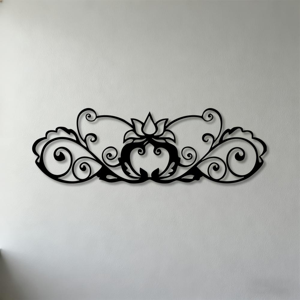 

1pc 2D Flat Ornate Lotus Swirl Metal Wall Sculpture, Elegant Iron Flower Wall Art, Swirling Petals Decor for Living Room Bedroom Office 25cm-9.84inch чорний