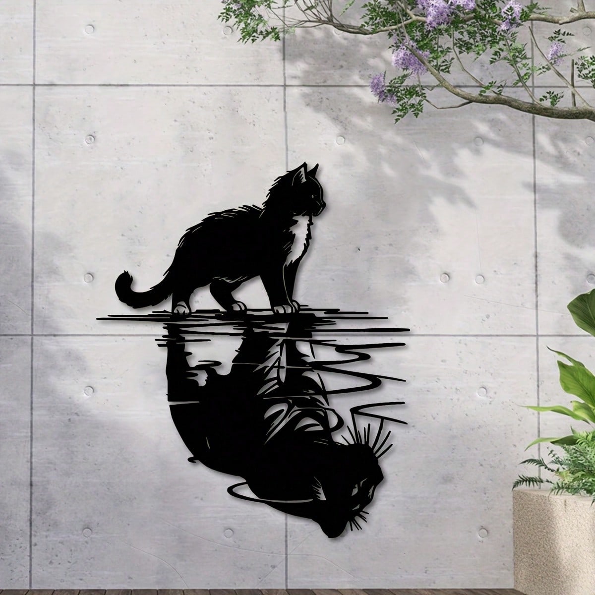 

Ручна кування залізна кішка Настінне мистецтво Декор для дому та саду 40x33см