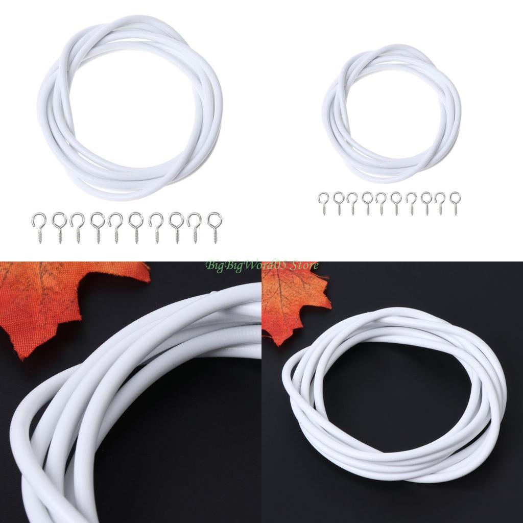 24TE Net Hang 2m Curtain Wire Window Cord Cable String Set With 5 Fish Eyes 5 Hooks