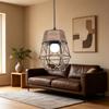 Handwoven Pendant Lamp Shade Rustic Style Decorative Light Fixture Cover with Metal Frame and Natural Fiber Weaving for Home Lighting