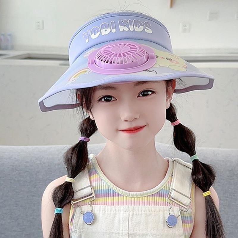Solar Children's Fan Hat Summer Cartoon Sun Protection Sun Hat Girl Girl Outdoor Sun Hat