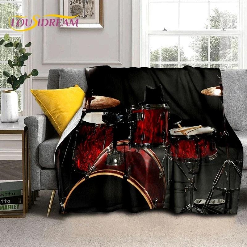 Drum Kit Drum Stand Set Music Instruments Soft Flannel Blanket for Beds Bedroom Sofa Picnic,Throw Blanket Outdoor Leisure Gift
