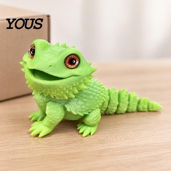 PLA Lizard Model 3D Printed Bearded Dragon Figure, Realistic Fidget Toy with Simulated Flexible Joints, Articulated Reptile for Desk Decoration
