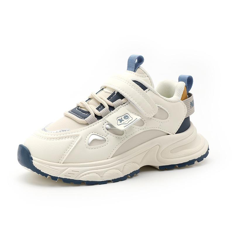 

Кожаные кроссовки для мальчиков Детская спортивная обувь Дышащие кроссовки для папы Мягкая подошва Белые кроссовки 37