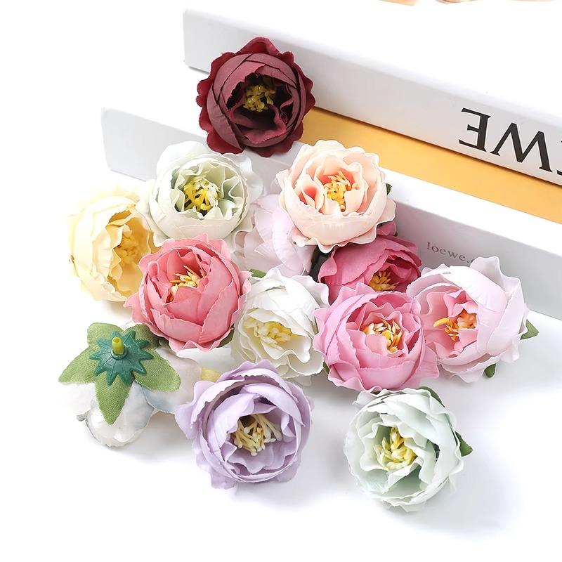 10/20PCs Rose Artificial Flowers 4cm Silk Fake Flower for Home Decor Wedding Party Decoration Wreath DIY Handicraft Accessories