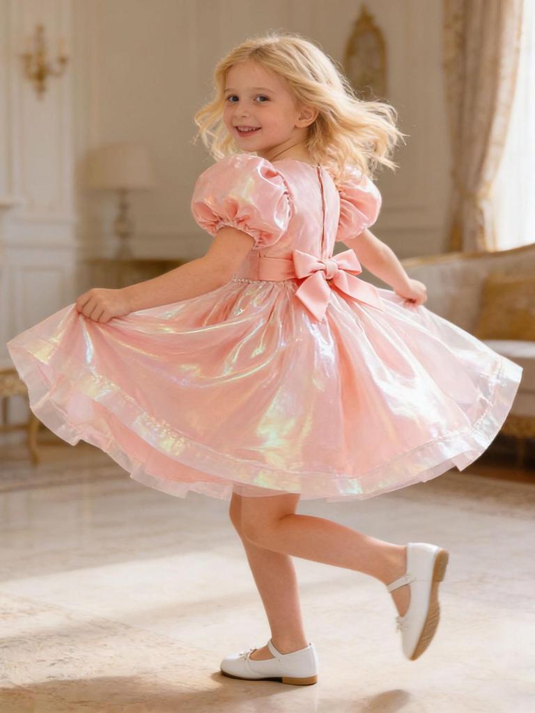 Children's Puff Sleeve Princess Dress for Birthdays & Weddings