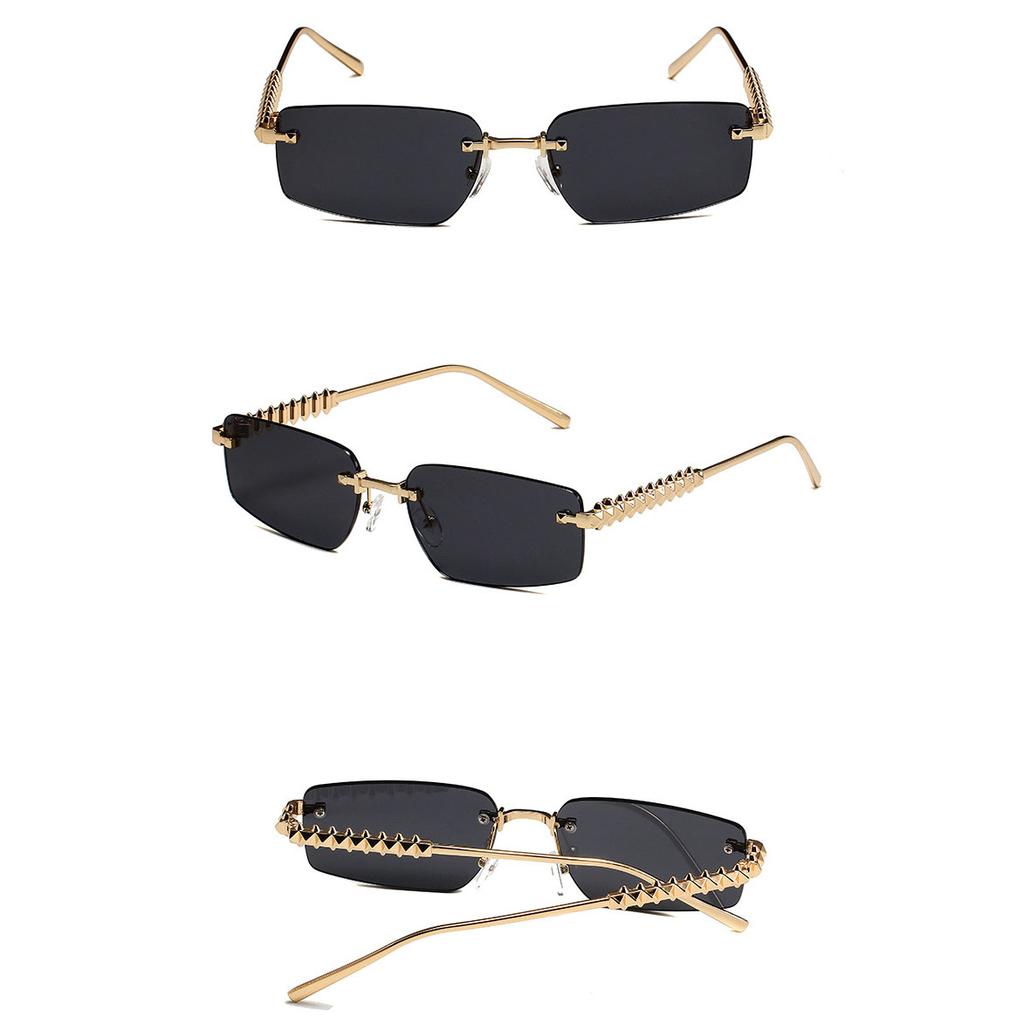 Rimless Metal Sunglasses Women Men Vintage Punk Luxury Brand Designer UV400 Outdoor Driving Hip Hop Sun Glasses