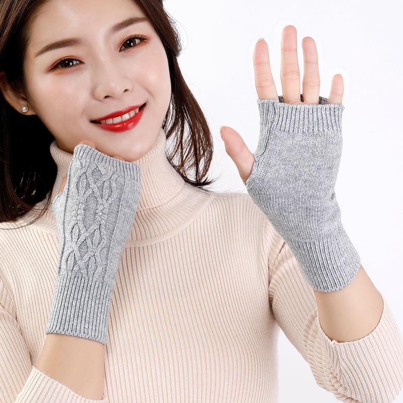 Women's Cable Knitted Soft Fingerless Gloves Warm Autumn Winter Gloves Fashion Knitted Half Finger Gloves Casual Outdoor Gloves