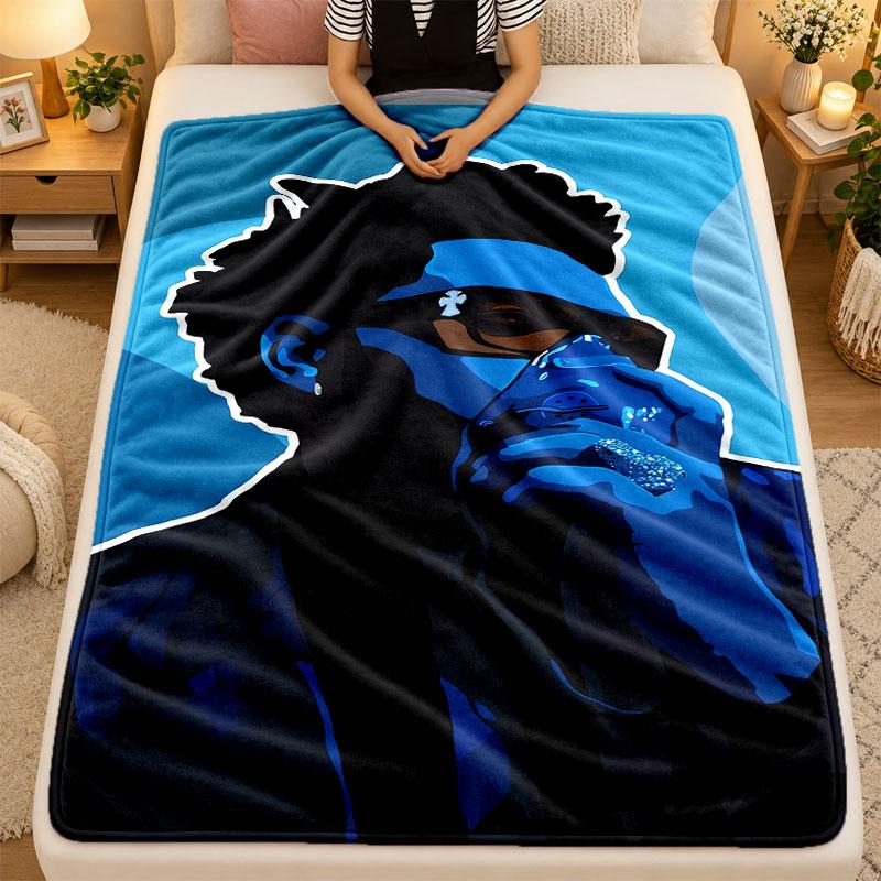 Flannel BlanketThe Weeknd Warm Soft Throw Blanket for Indoor Sofa Bed Living Room Use