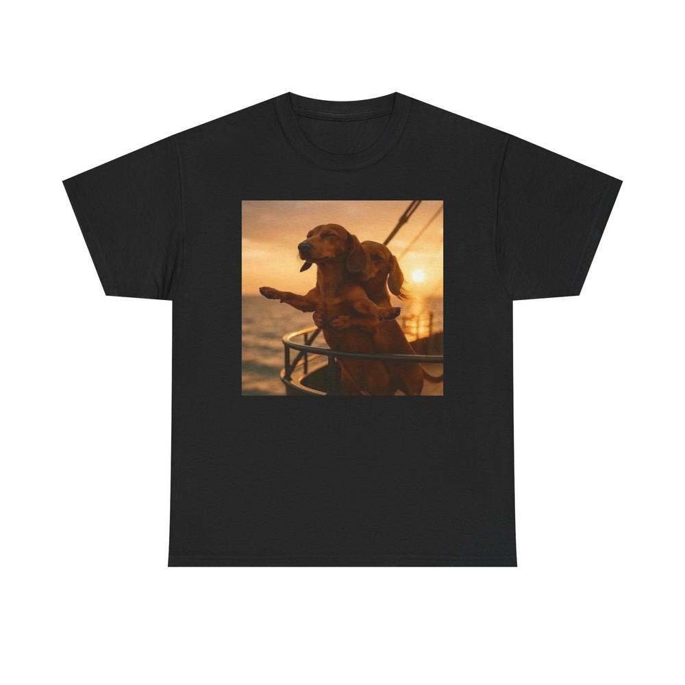 

Dachshund Love Dog Titanic Scene Funny Graphic T-Shirt Unisex Heavy Cotton NEW Unisex T-Shirt XL