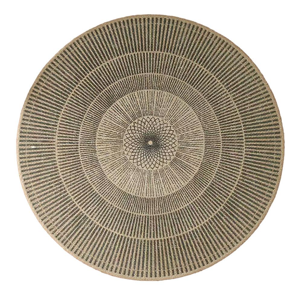 Large Round Jute Placemat Bohemian INS Style Silk Screen Printed Heat Resistant Table Mat Insulation Pad for Kitchen Dining Home Decoration