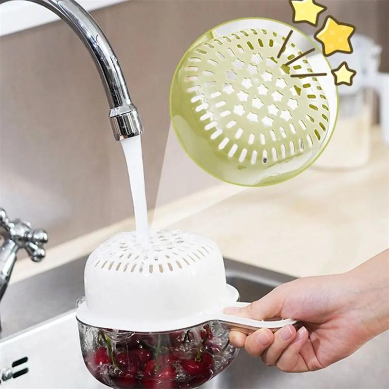 Kreativ Søt Fortykket Dobbeltlags Mini Dørslag Multifunksjonell Husholdnings Frukt Snacks Oppbevaringskurv Kjøkkentilbehør