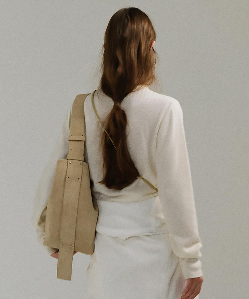 Aubour Bolt Suede Bag (Beige) _ From Italy