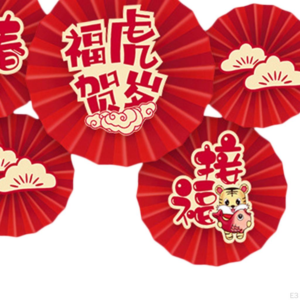 6Pcs Scene Layout for Shopping Mall Living Room Ornaments Spring Festival Paper Fan Flowers