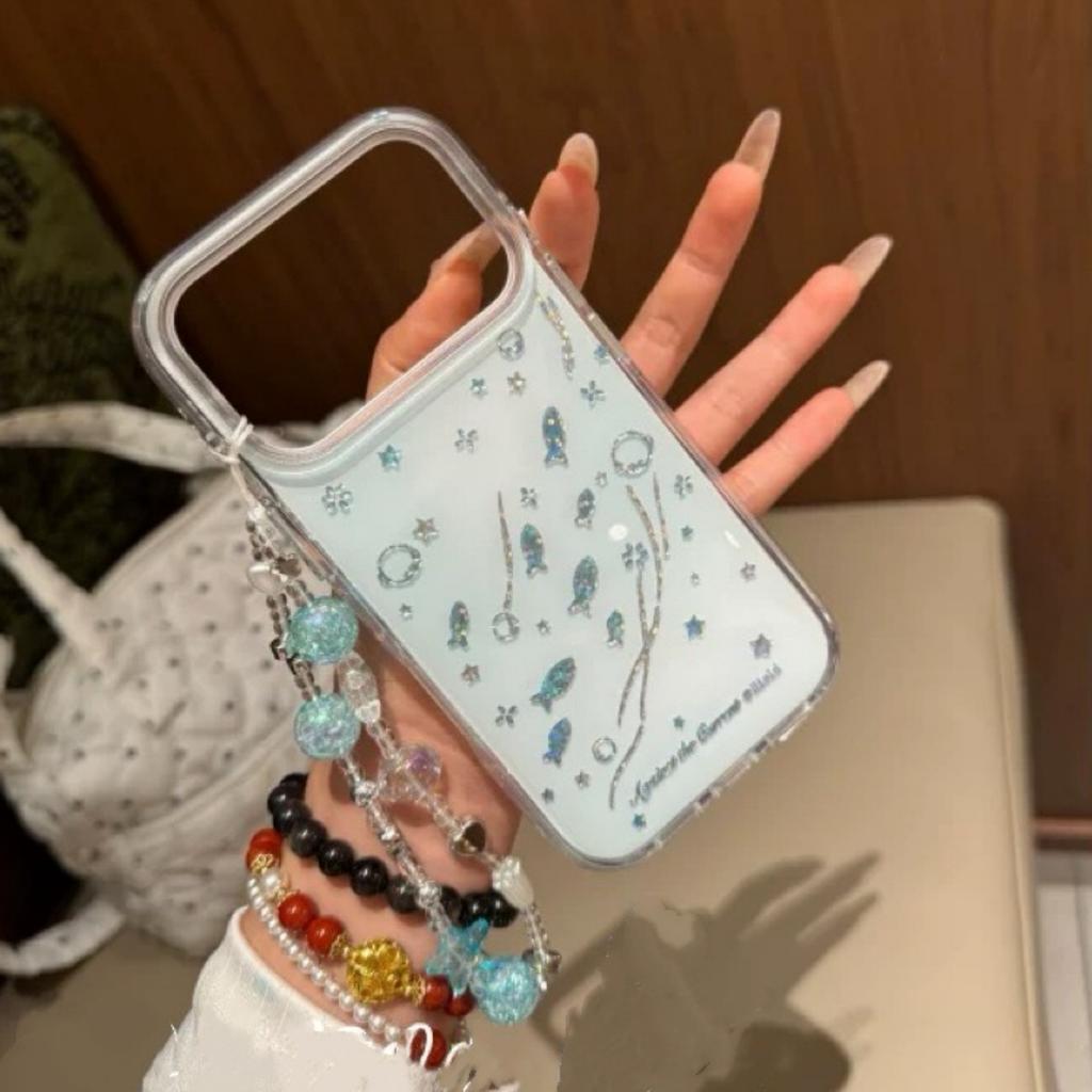Summer Blue Cute Bubble Fish iPhone 15 Case Full Cover for Apple 17 Pro Max 16 14 Pro Max 15 Pro Protective Phone Cover