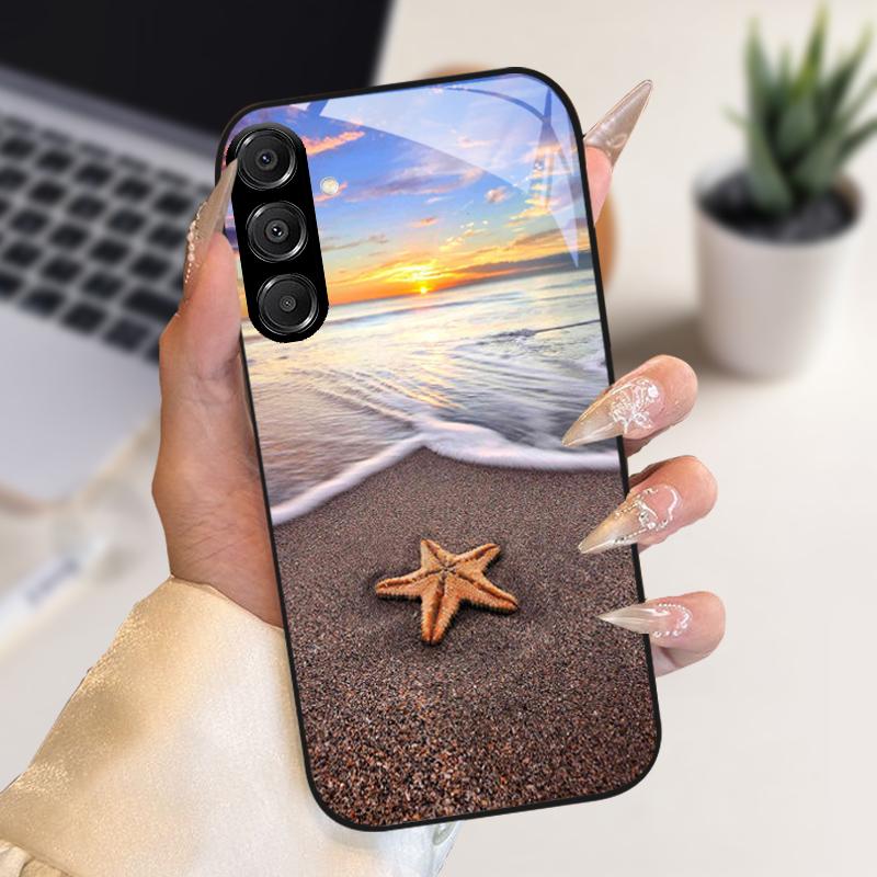 Fashion Coque For Samsung A55 A56 Case A25 A26 Tempered Glass Phone Cover For Galaxy A15 A35 A36 Hard PC Glass Protective Fundas