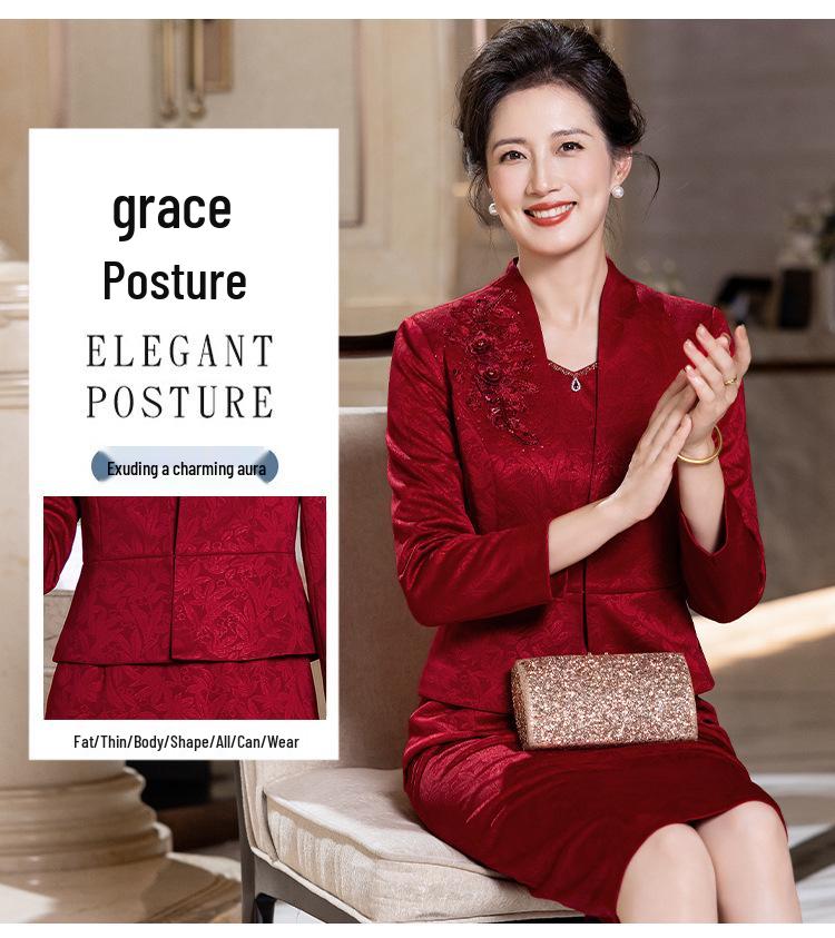 2025 Autumn Collection Wine Red Qipao Dress - Elegant Two-Piece Wedding Banquet Outfit