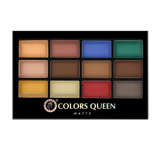 Colors Queen 12 Multicolor Eyeshadow Palette with Brush Applicator& Shimmer Finish, Long Lasting, Easy to Blend, 18g (Matte)