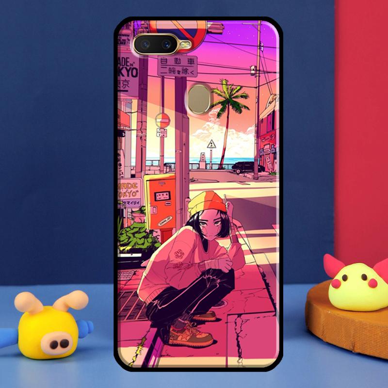Vaporwave Glitch Anime Case For Oppo A98 A78 A58 A15 A16 A17 A5 A9 A91 A52 A72 A76 A96 A74 A94 A54 S A57 A77 Cover