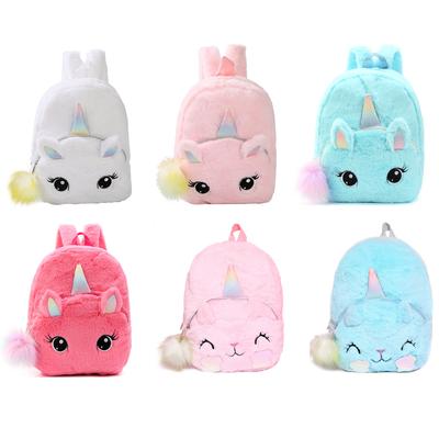 Cute Cartoon Unicorn Kids School Bags for Girls Soft Plush Children School Backpack
