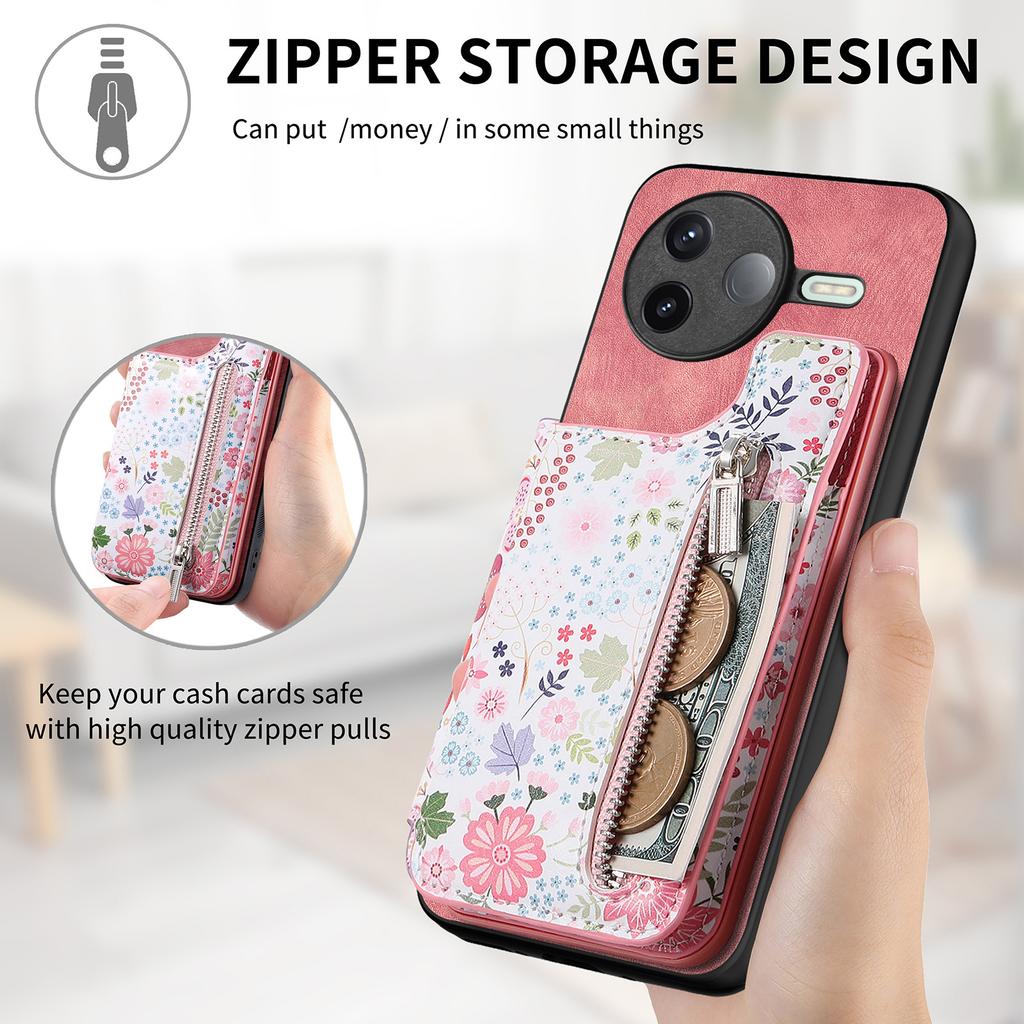 For Xiaomi Poco F7 Pro 5G/Xiaomi Redmi K80 5G Leather Phone Cover with RFID Blocking Zipper Card Bag Kickstand