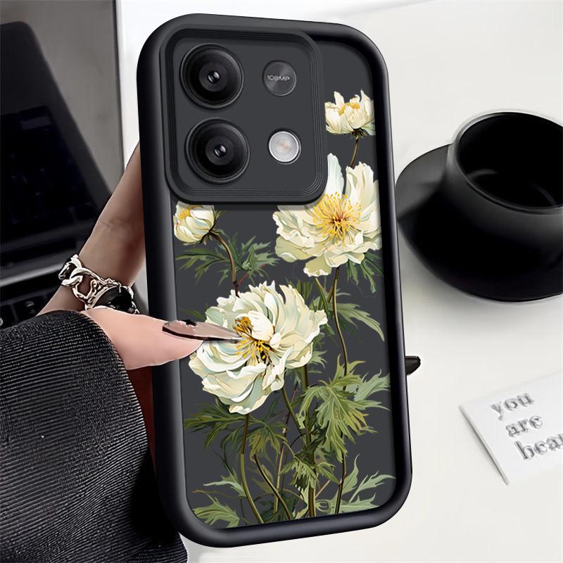 White Flower Pattern Case For Xiaomi Redmi Note 14 4G 13 Pro Plus Note 13 12 14 Pro 5G 11S 13C Soft TPU Silicone Phone Cover
