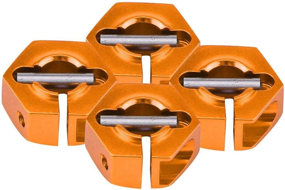 4Pcs 12mm Hex Wheel Hub Adapters – Universal for 1/10 RC Cars HSP Sakura – 5mm Height, Orange