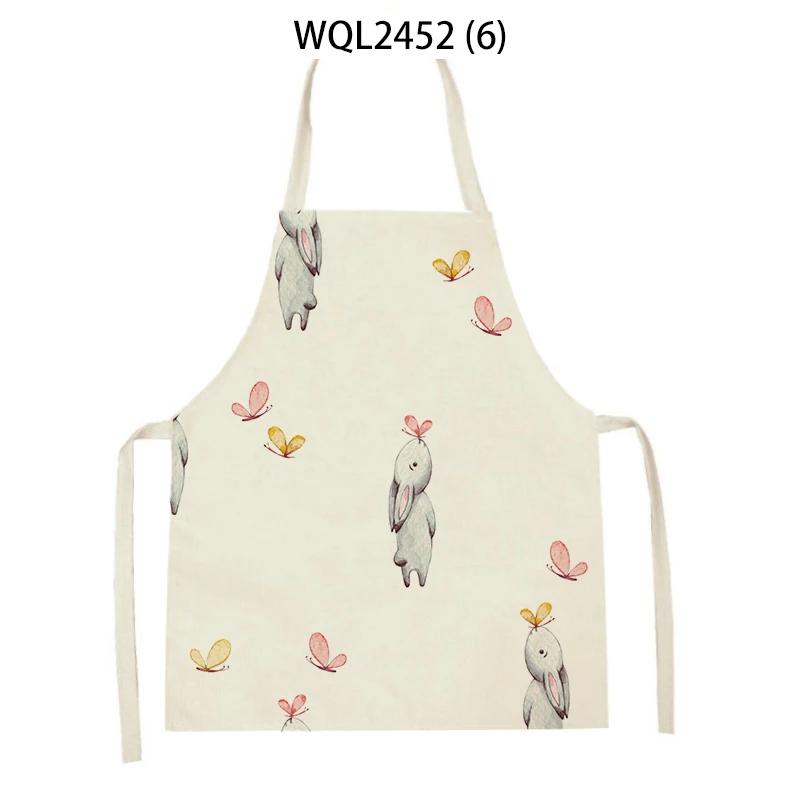 Animal Snail Rabbit Printing Apron Adult Kids Sleeveless Kitchen Apron Linen Cooking Baking Accessories Apron Cleaning Tool