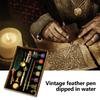 Antique Feather Dip Pen Ink Set Wax Sealing Stamp Kit Calligraphy Pen Letter Writer Pen Handwriting Feather Pen Wax Seal Stamp