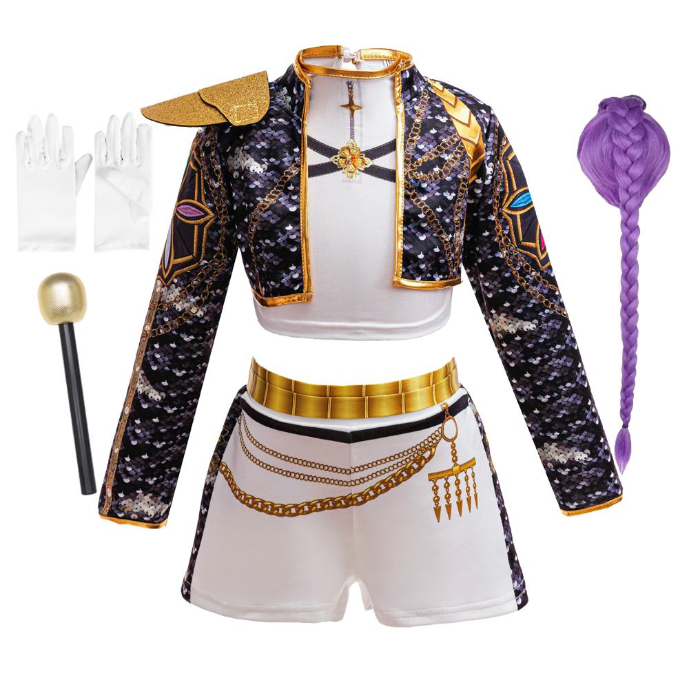 3 PCS Set Coat+Vest+Shorts Girl Cosplay Singer Clothes Performance Dress Up Uniform Children Party Show Costumes
