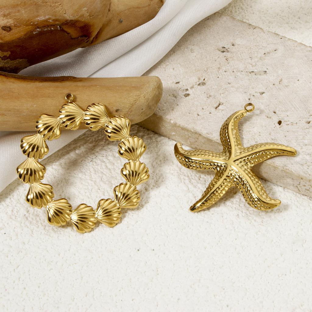 1 Piece Seahorse Animal Shell 3D Charms 304 Stainless Steel Ocean Jewelry Pendants 18K Real Gold Plated Pendant for DIY Jewelry