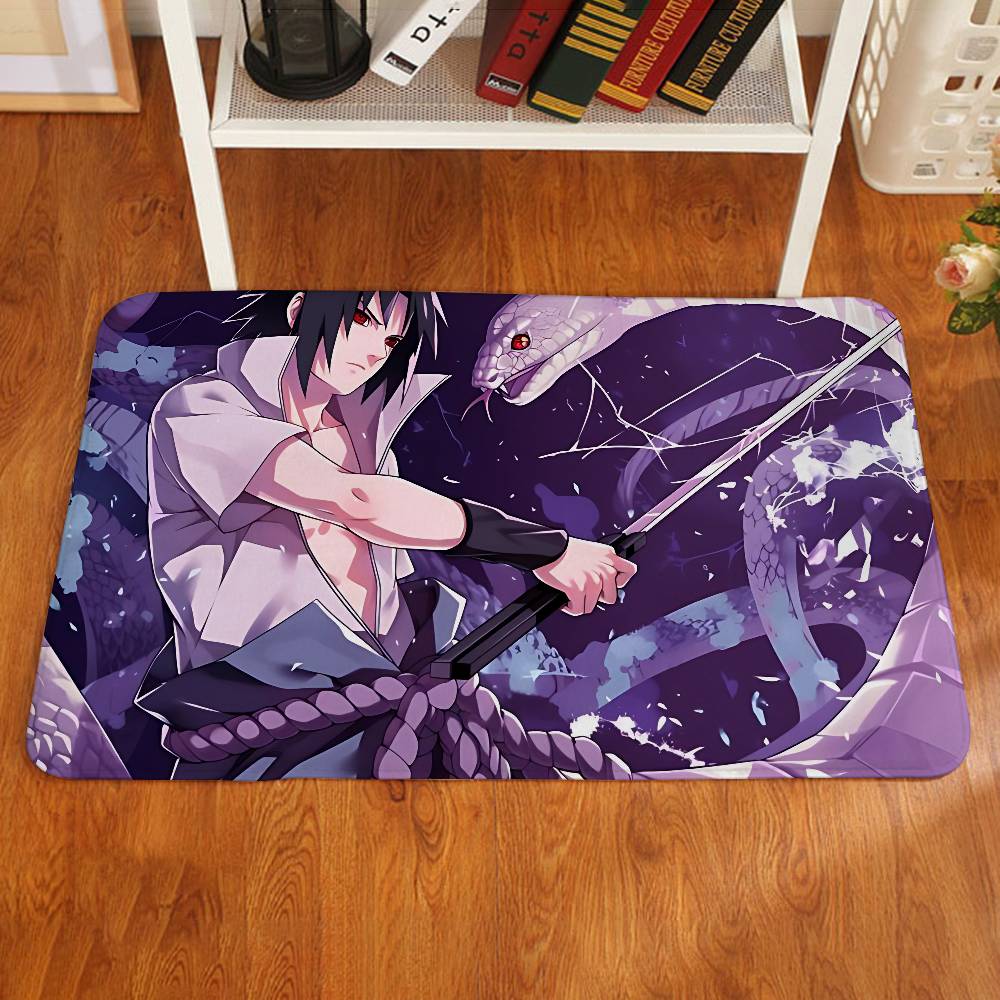S-Sasuke Uchiha Floor Mat Pattern Printed Flannel Door Mat, Suitable For Bathroom, Living Room, Home Decoration
