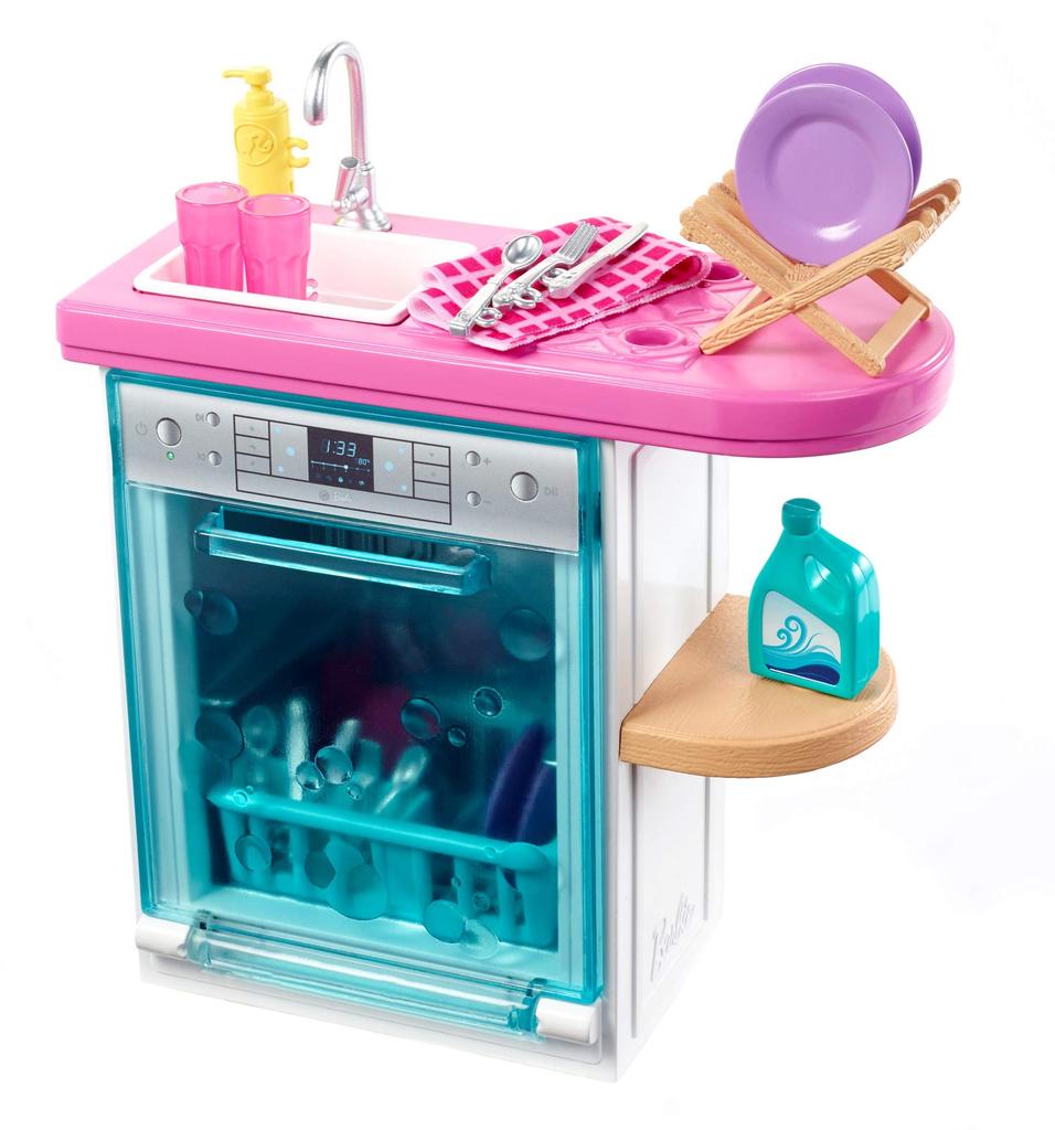 Barbie Indoor Furniture Set with Kitchen Dishwasher
