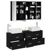 Bathroom Furniture Set 4 pcs Black Oak Engineered Wood and Glass