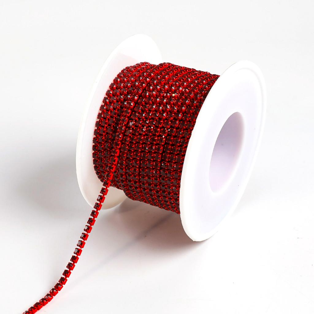 Dust Claw Chain Electroplated Glass Rhinestone Diamond Chain Colored Mocha, Single Row Metal Dense Claw Chain Diy Electrophoretic Clothing Decoration