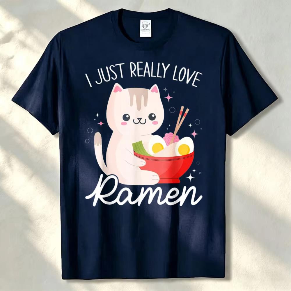 I Just Really Love Raunisex Cat Anime Kawaii Otaku Clothing TShirt Vintage Clothes Funny Outdoors High Quality Cotton ShortSleev