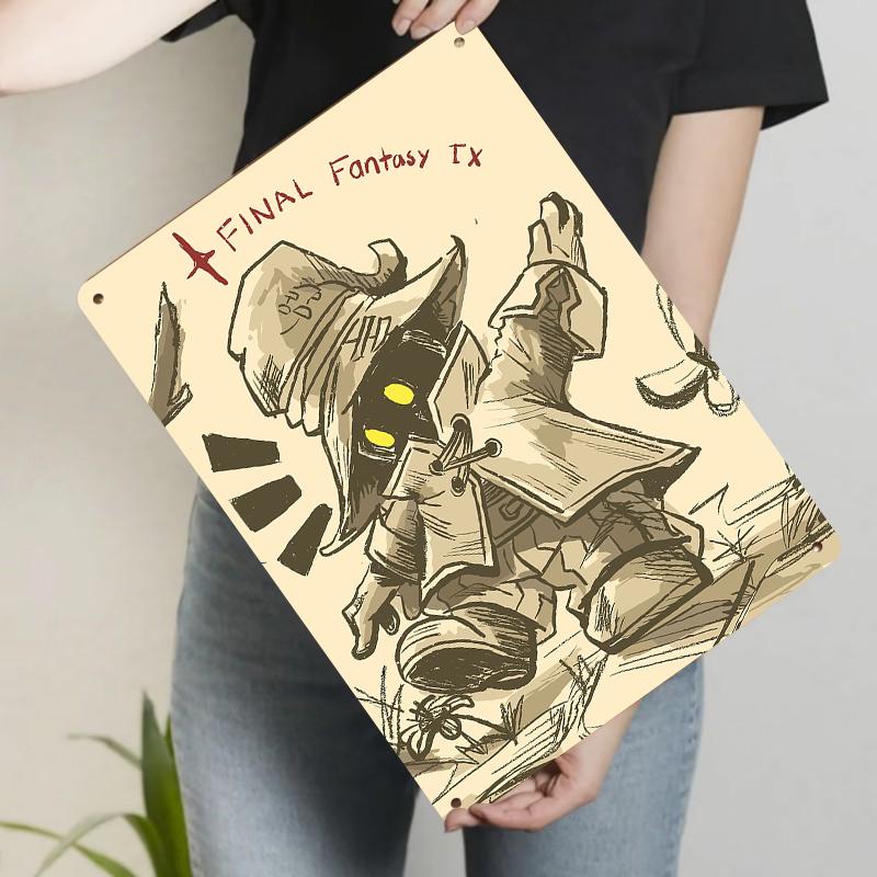 Final Fantasy IX Vivi Orunitia Metal Wall Art Handmade Vintage Decor for Game Room Home Decoration 20x30cm（7.8x11.8inch）
