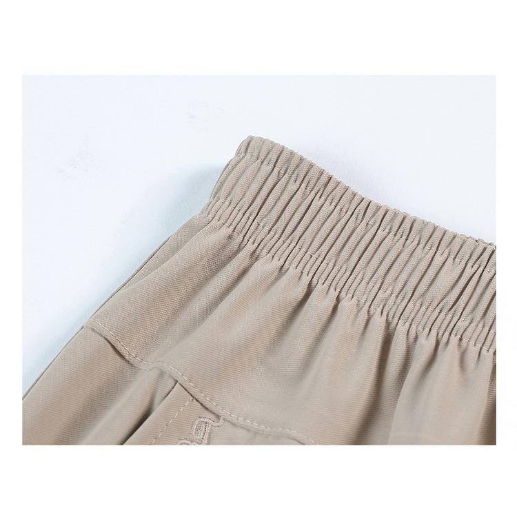 Mutterhose Sommer Cropped Hose Hohe Taille Gerades Bein Mittelalterliche und Ältere Damen Hose Locker Eisseide Hose