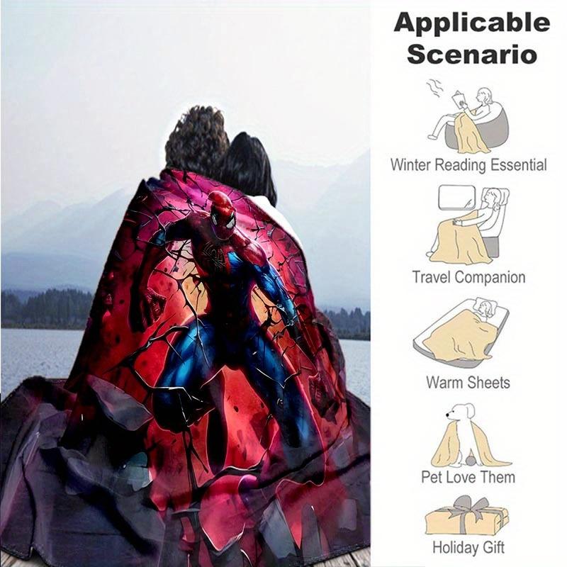 1pc Spider-man Printing Blanket - Soft, All-Season Throw for Living Room, Bedroom,Personalized Gift with Adorable Cartoon Design