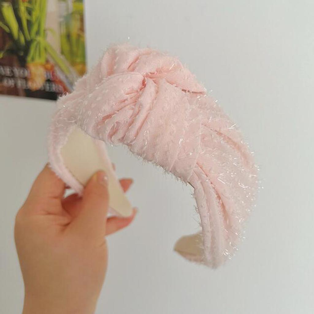 PROLY New Fashion Headband For Women Wide Side Lace Point Headwear Solid Color Center Knot Headwear Adult Summer Hair Accessorie