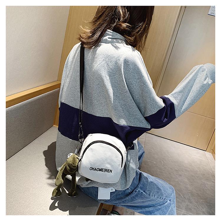 Japanese Style Canvas Shoulder Bag for Women Mini Crossbody Purse Simple Street Style Handbag KTB
