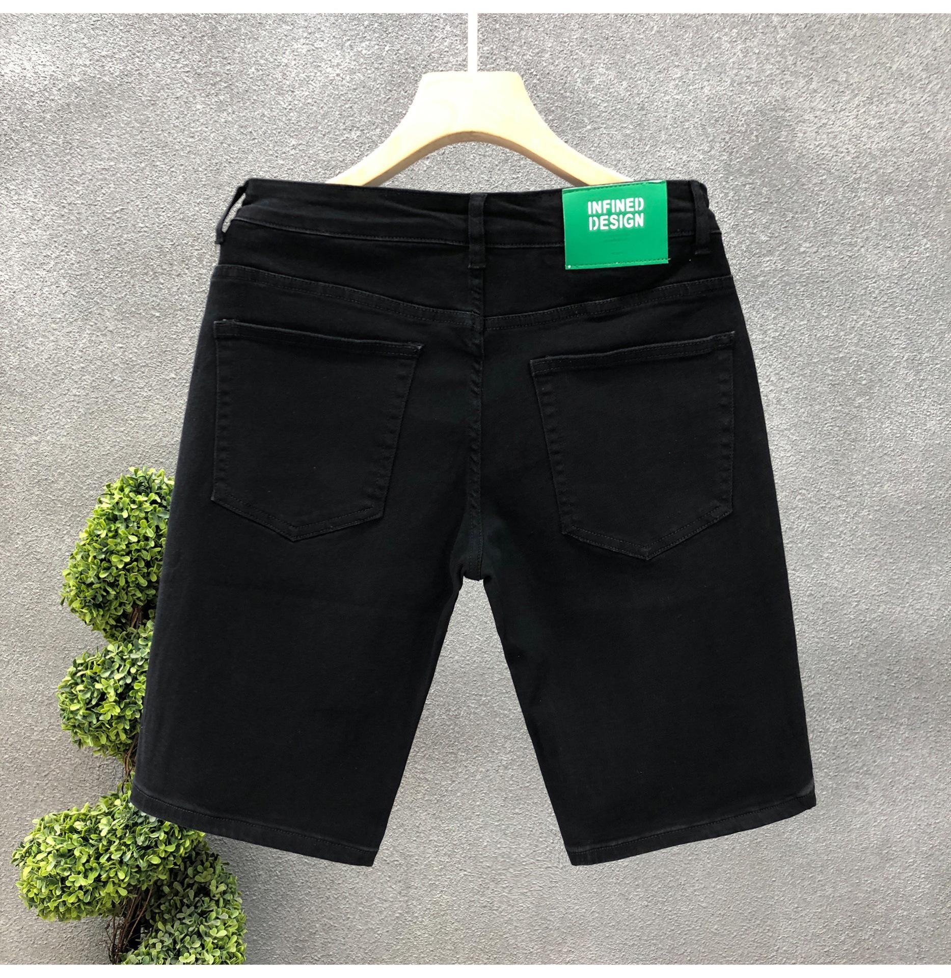 Trendy Men s Slim-Fit White Denim Shorts - Stylish Summer Capris 28 чёрный