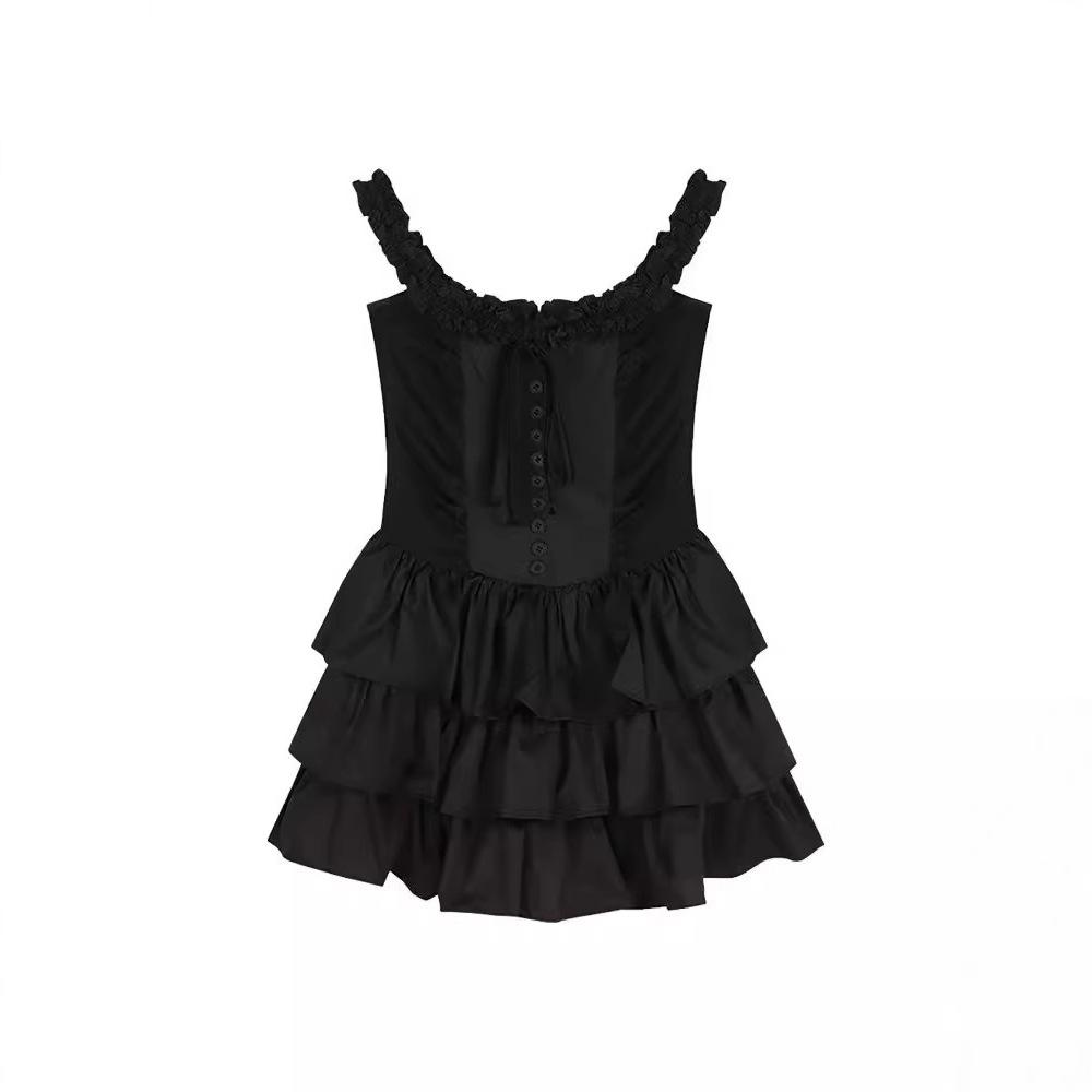 New Spring French Black Suspender Dress Children's Summer Waist French Skinny Temperament Princess Dress