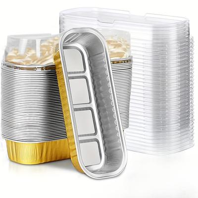 30 Stück Mini-Kastenbackformen mit Deckeln (6,8 oz) Rechteckige Aluminiumfolien-Backform Kuchenform Brotform Backblech Backgeschirr