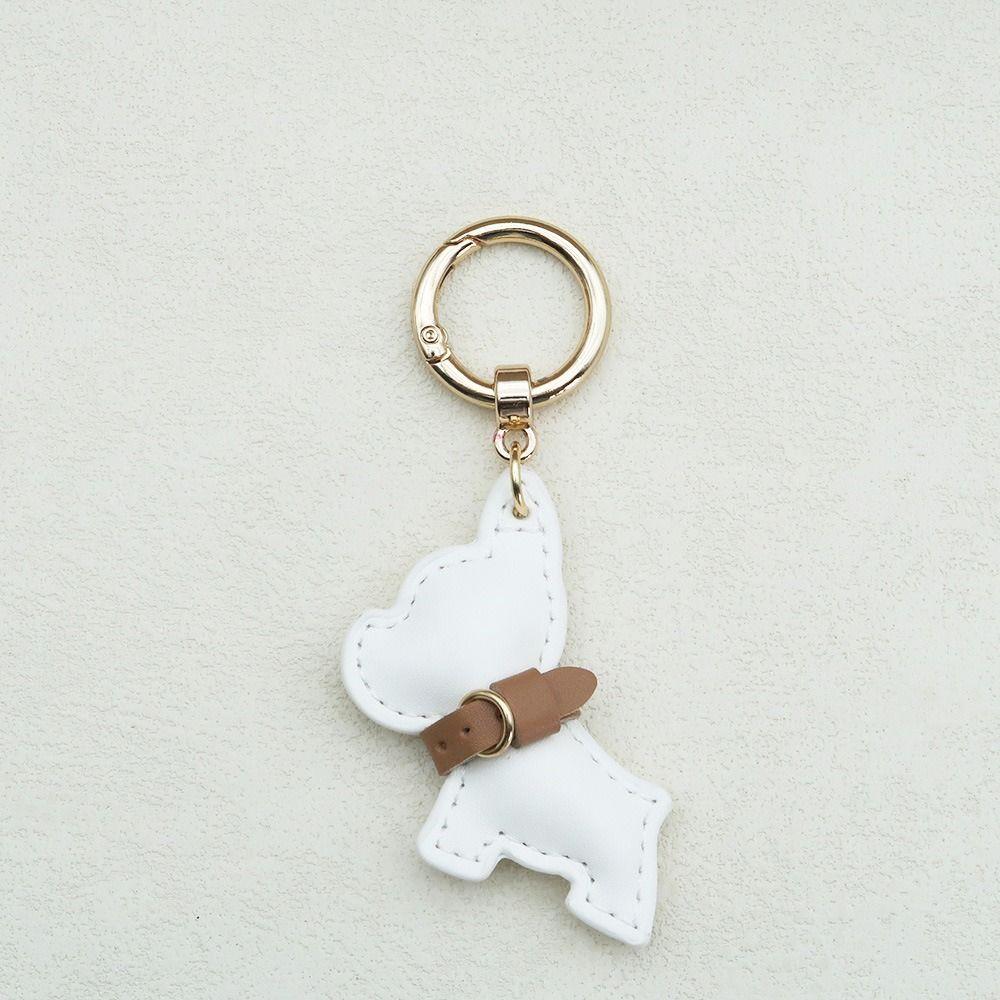 Animal Dog PU Leather Dog Hanger Cute Puppy Bulldog Bag Pendant Bulldog Keychain  Men's Car