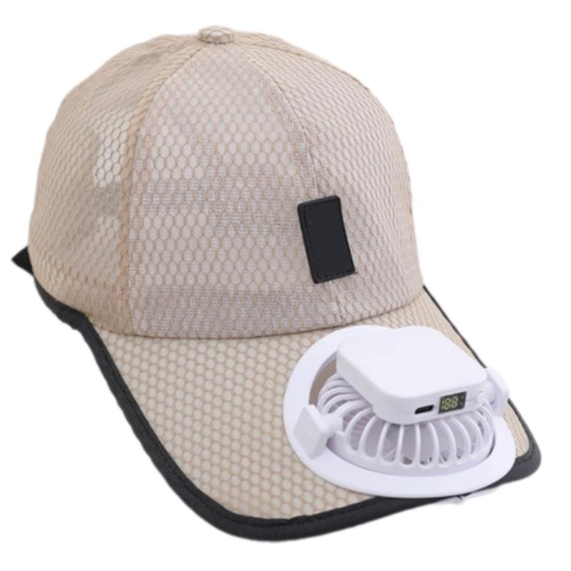 USB Rechargeable Cooling Fan Baseball Hat With Solar Powered Design Breathable Adjustable Sun Hat For Outdoor Activity