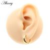 Alisouy 2pcs Copper Alloy Cute Curve Polishing Small Circle Round Hoop Earrings For Women Men Ear Cuff Brincos Hinged Jewelry