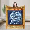 Yu Gi Oh Card Knitted Blankets Flannel Blue Eyes White Dragon Anime Cartoon Super Warm Throw Blankets for Bedroom Sofa Bedspread