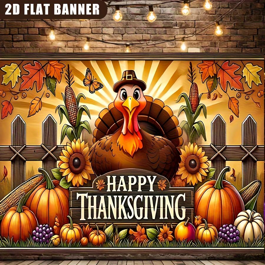 1 Piece Colorful Fruit Corn Flower Thanksgiving Party Theme Thanksgiving Banner Poster Party Banner Decoration Supplies
