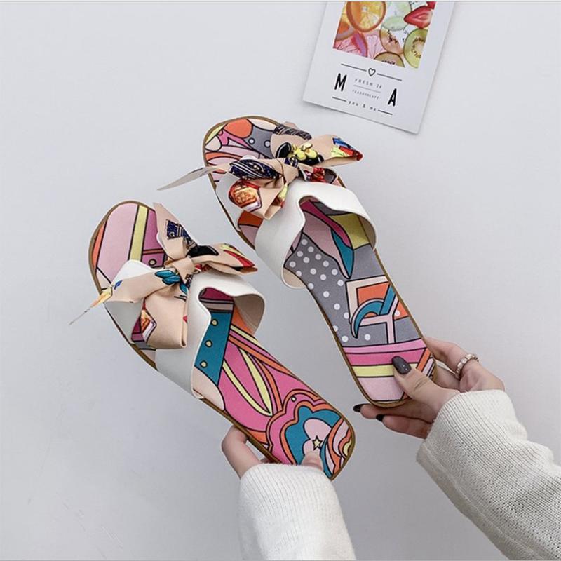 Stylish Women's Bow Sliders Silky Butterfly Sandals Perfect For Summer Beach Parties
